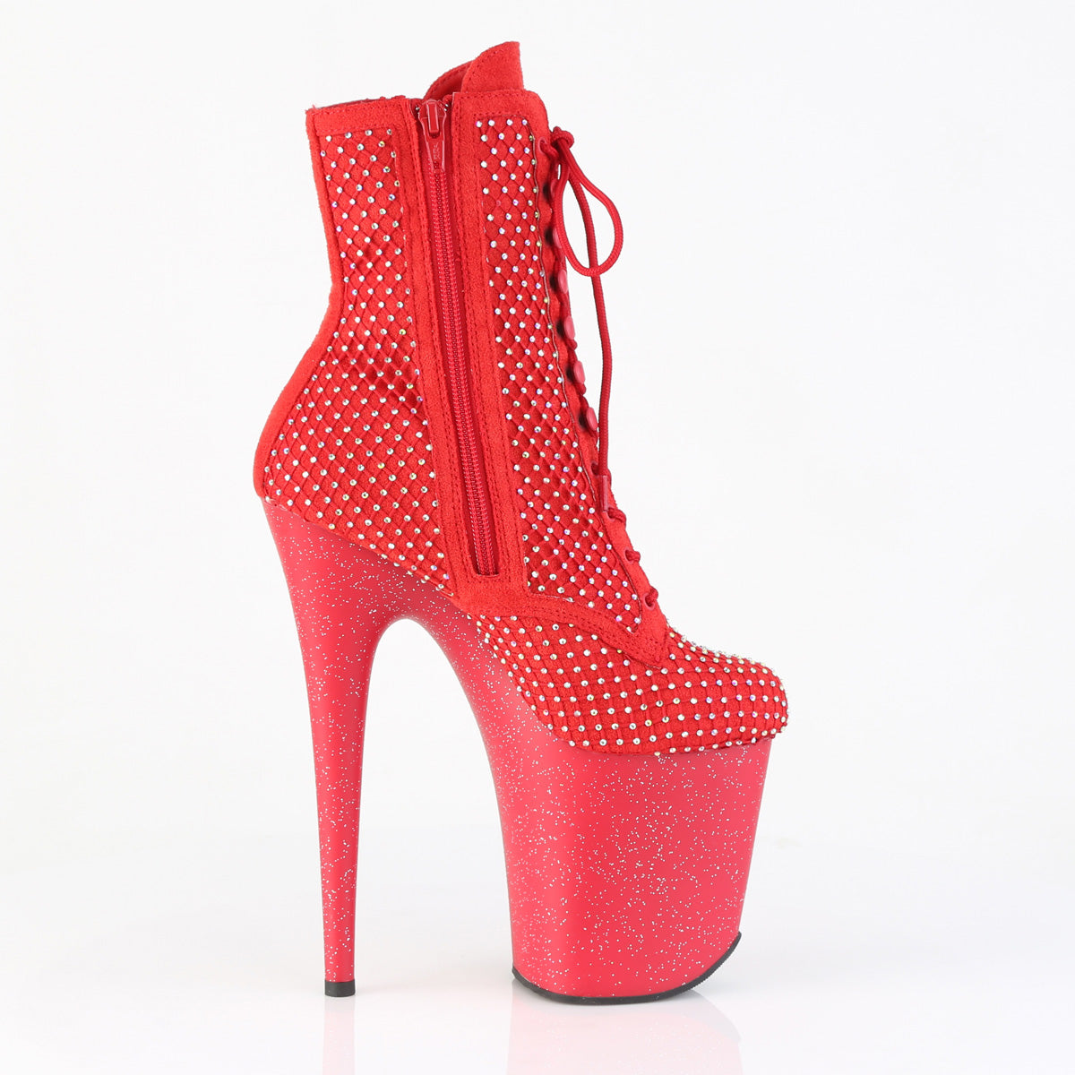 【PLEASER】FLAMINGO-1020RM プラットフォームシューズ Red Faux Suede-RS Mesh/Red Matte【取寄】