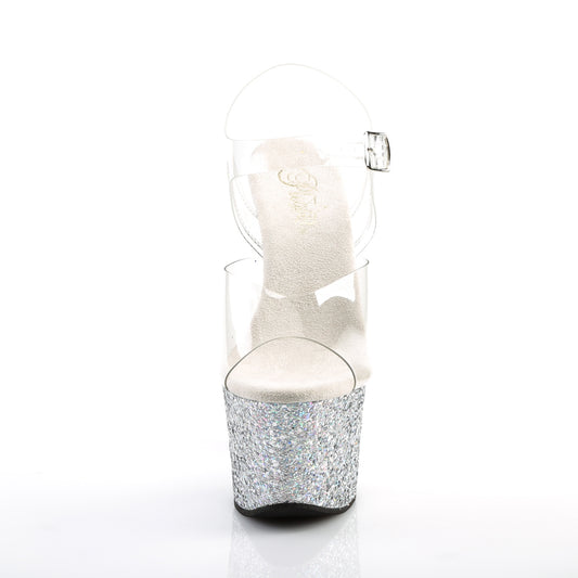 【PLEASER】SKY-308LG プラットフォームシューズ Clr/Slv Multi Glitter【取寄】