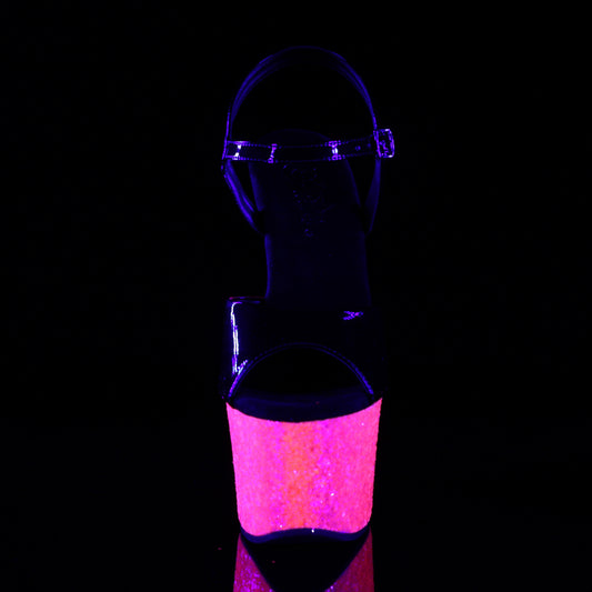 【PLEASER】SKY-309UVLG プラットフォームシューズ Blk Pat/Neon H. Pink Glitter【取寄】