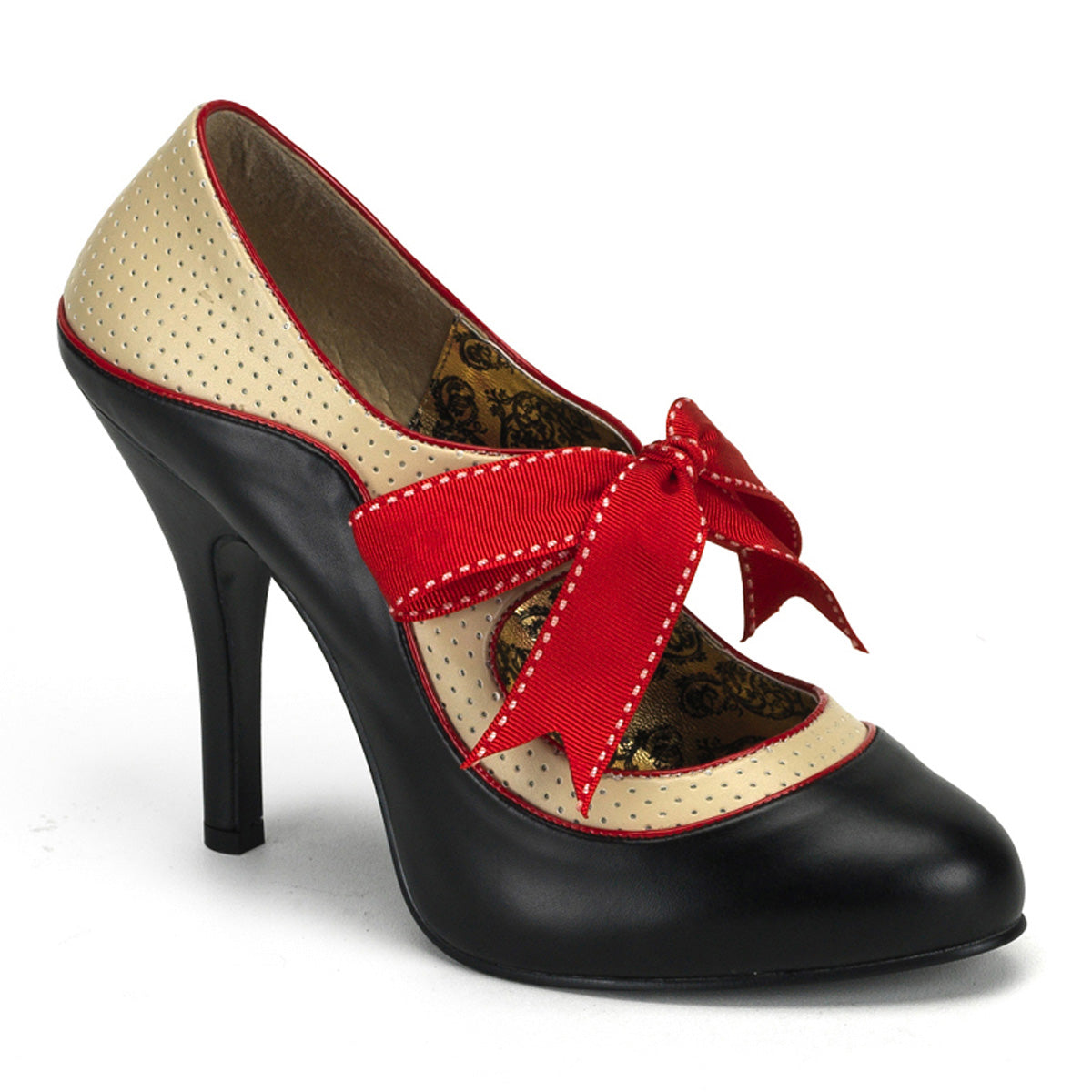 【BORDELLO】TEMPT-27 ヒールシューズ Blk-Cream Pu【取寄】