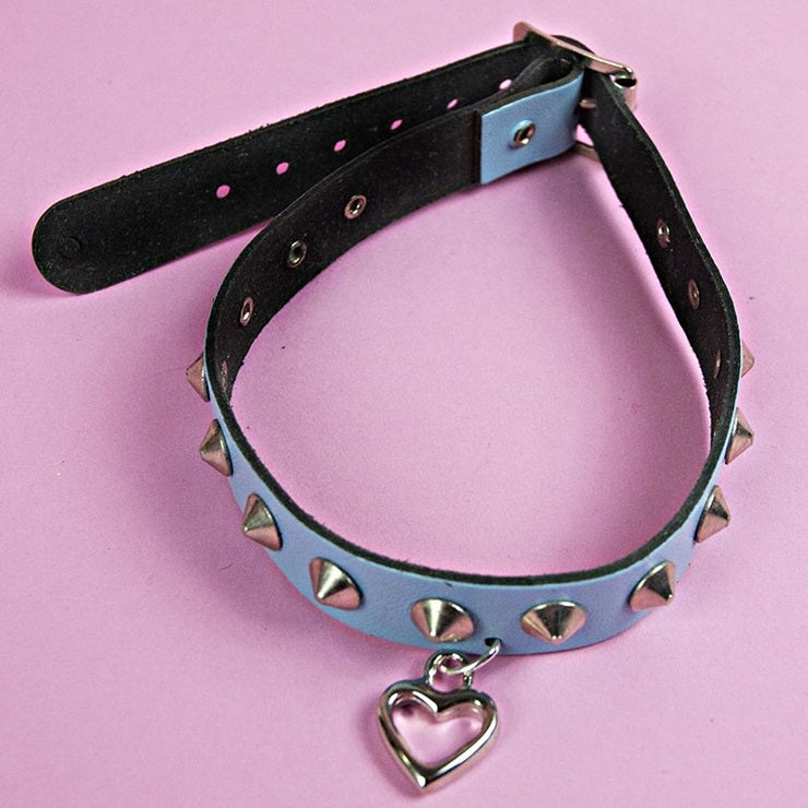 HEART STUD CHOKER-BLUE