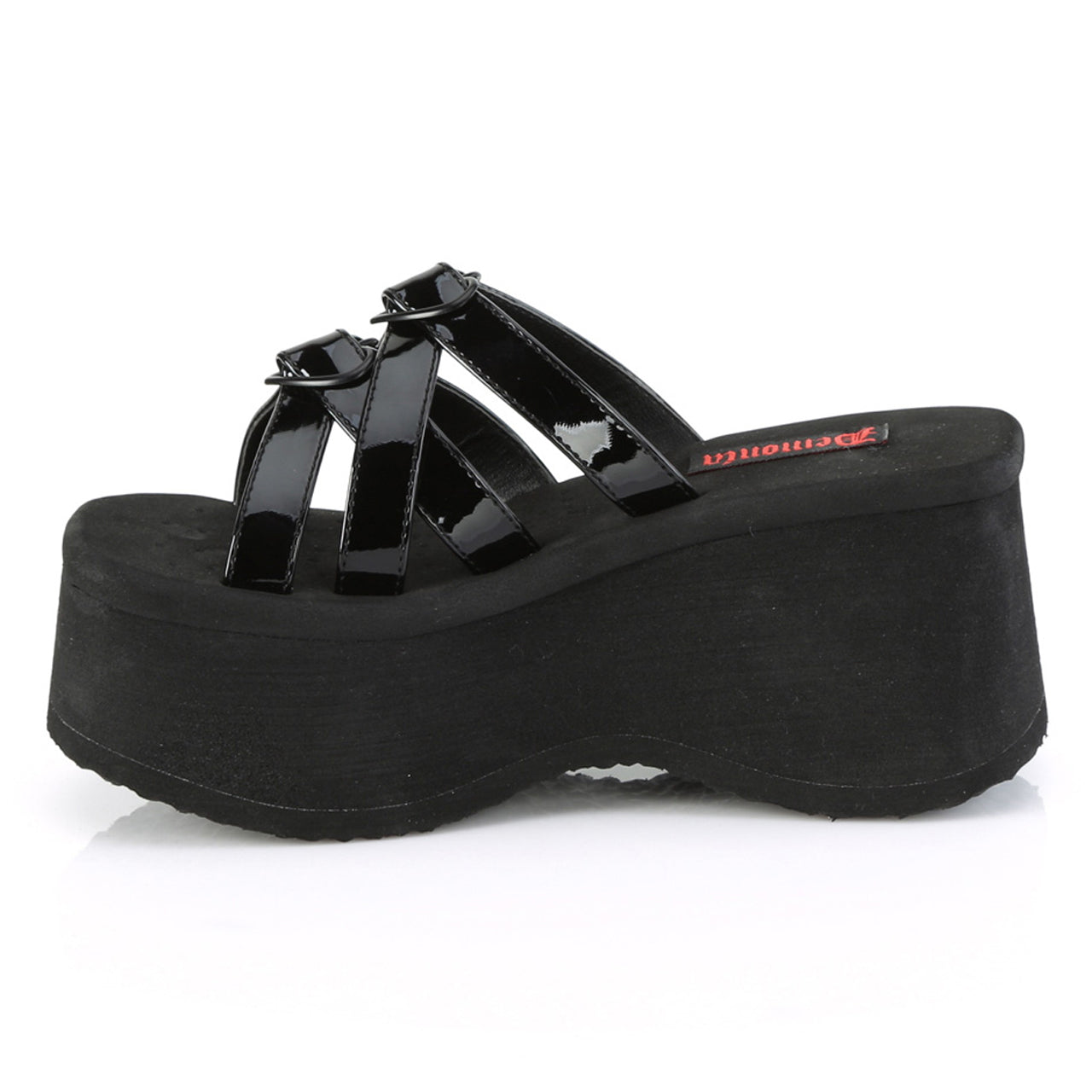 【DEMONIA】ハートバックルエナメルストラップ厚底サンダル-US7(23.5-24cm)