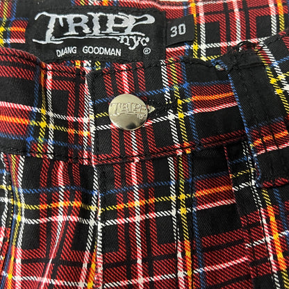 【TRIPP NYC】タータンチェックボンデージパンツ＊CLASSIC SLIM LEG BONDAGE PANT BLACK PLAID(IS674MP)