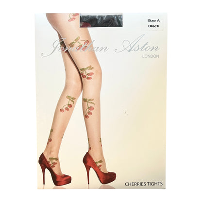 【Jonathan Aston】ジョナサンアストンCherries Tights（nude）チェリーパターン　柄タイツ・ストッキング