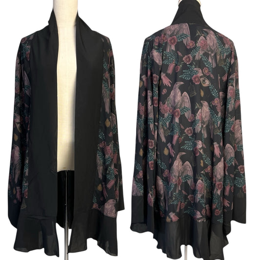 【KILL STAR】CORAX KIMONO＊コラージュプリント着物風前開きカーディガン