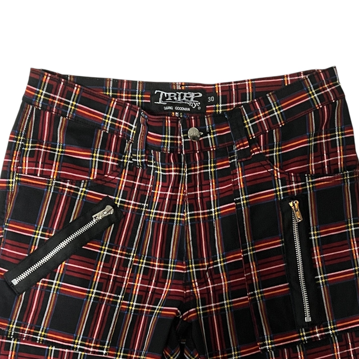【TRIPP NYC】タータンチェックボンデージパンツ＊CLASSIC SLIM LEG BONDAGE PANT BLACK PLAID(IS674MP)