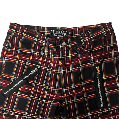 【TRIPP NYC】タータンチェックボンデージパンツ＊CLASSIC SLIM LEG BONDAGE PANT BLACK PLAID(IS674MP)