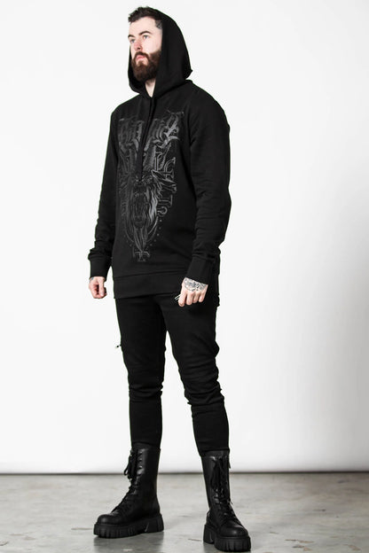 【KILL STAR】BELLOW LONGLINE HOODIE[UNISEX]＊サタニックプリントロングフーディー