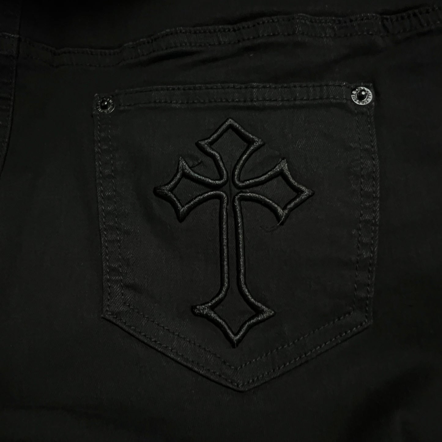 【KILL STAR】CROSSROAD JEANS＊クロスパッチジーンズ-SIZE:L