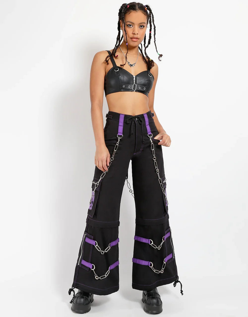 【TRIPP NYC】クロップド丈ホルタートップ＊FAUX LEATHER BUCKLE CROP HALTER(VX4188)