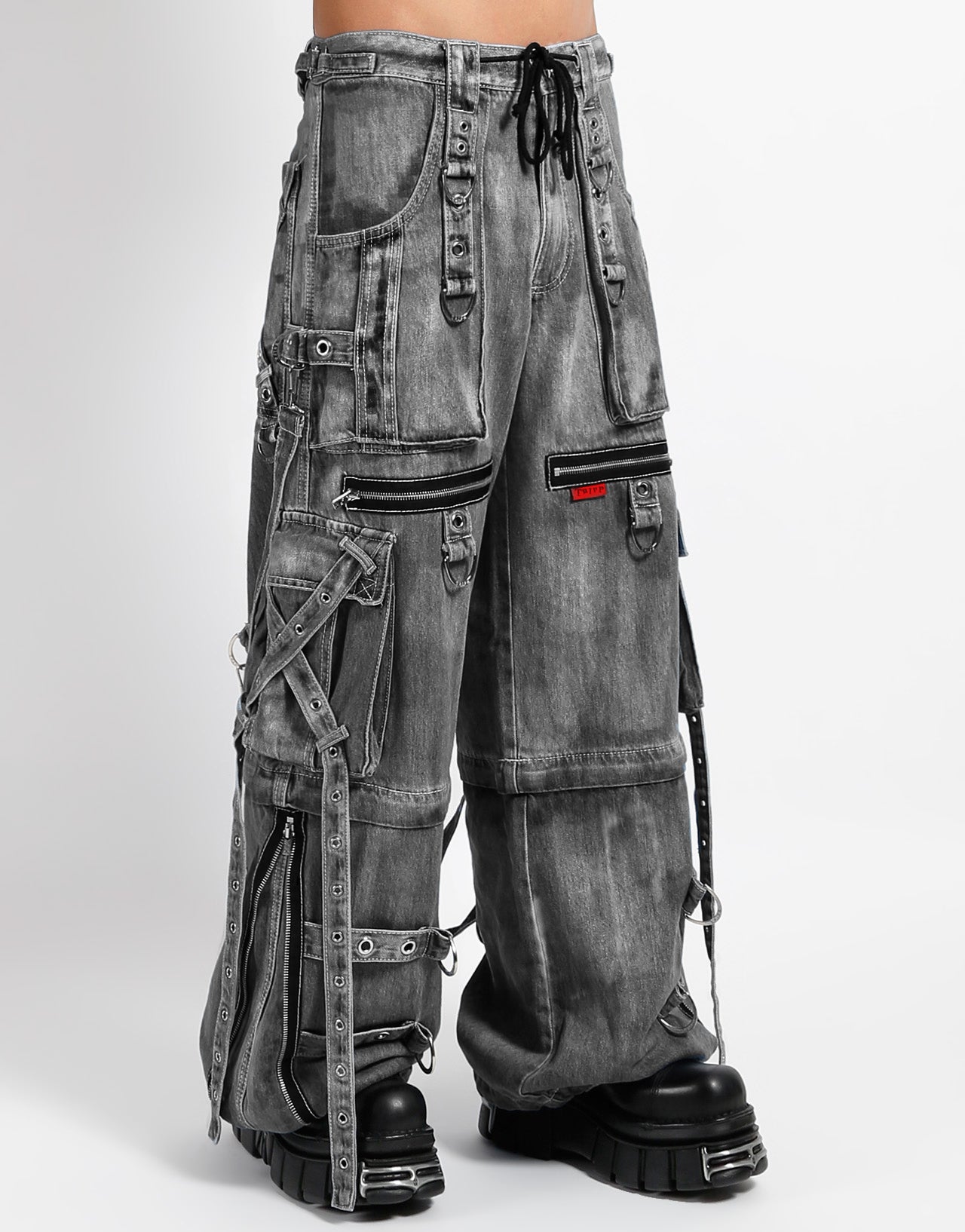 【TRIPP NYC】X-STRAP PANT FOG WASH BLACK DENIM(JM7144MB)