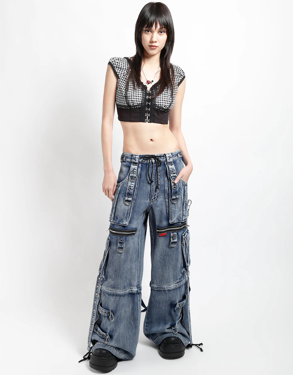 【TRIPP NYC】X-STRAP PANT FOG WASH INDIGO DENIM(JM7144MB)