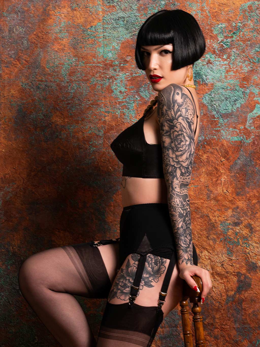 【WHAT KATIE DID】ガーターベルト＊Maitresse Black Suspender Belt L2120【取寄】