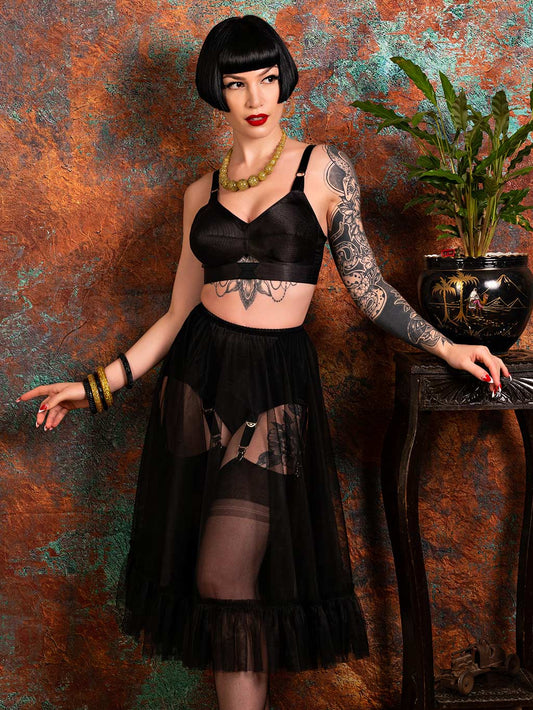 【WHAT KATIE DID】1950s フリルペチコート ブラック L8021B【取寄】