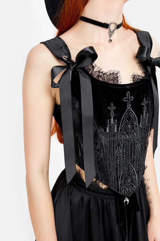 【RESTYLE】コルセット風トップスSサイズ＊SACRED RITUALS CORSET TOP