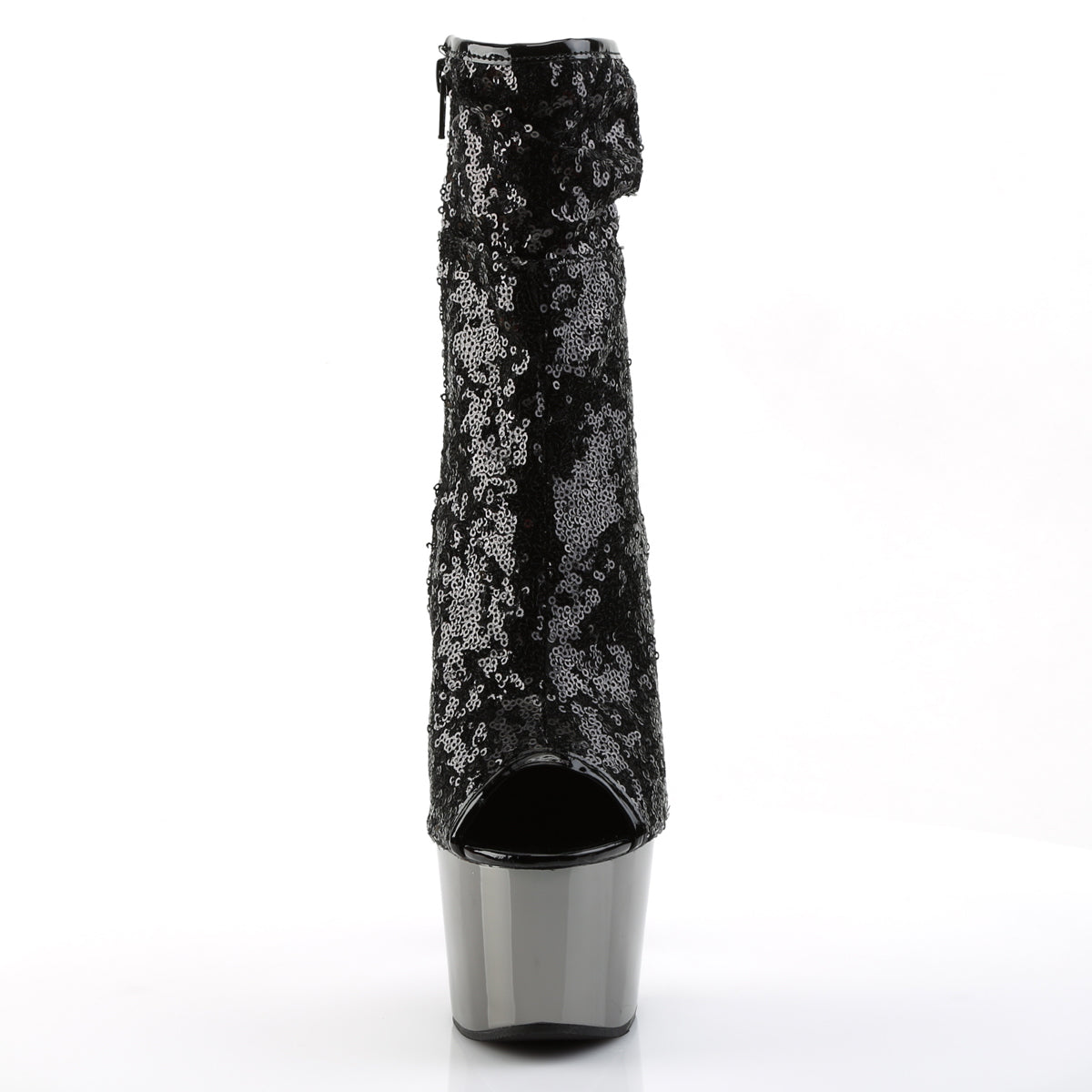 【PLEASER】ADORE-1008SQ シューズ Blk Sequins/Dark Pewter Chrome【取寄】