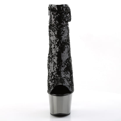【PLEASER】ADORE-1008SQ シューズ Blk Sequins/Dark Pewter Chrome【取寄】