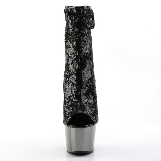【PLEASER】ADORE-1008SQ シューズ Blk Sequins/Dark Pewter Chrome【取寄】