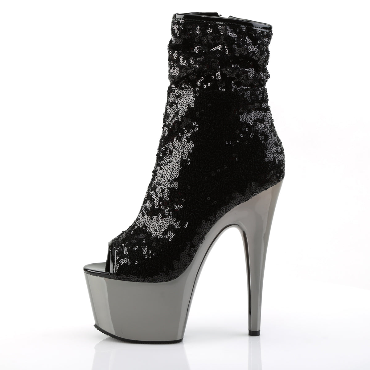 【PLEASER】ADORE-1008SQ シューズ Blk Sequins/Dark Pewter Chrome【取寄】