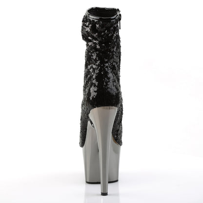 【PLEASER】ADORE-1008SQ シューズ Blk Sequins/Dark Pewter Chrome【取寄】