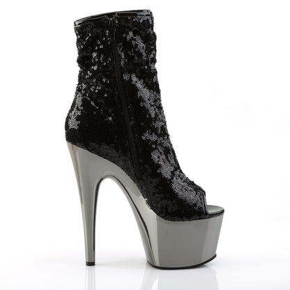 【PLEASER】ADORE-1008SQ シューズ Blk Sequins/Dark Pewter Chrome【取寄】