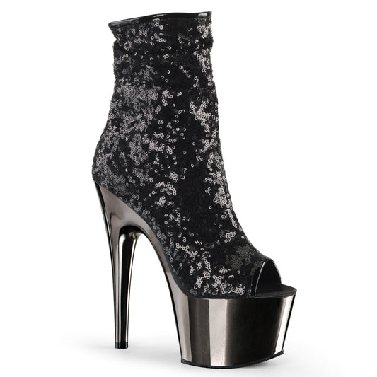 【PLEASER】ADORE-1008SQ シューズ Blk Sequins/Dark Pewter Chrome【取寄】
