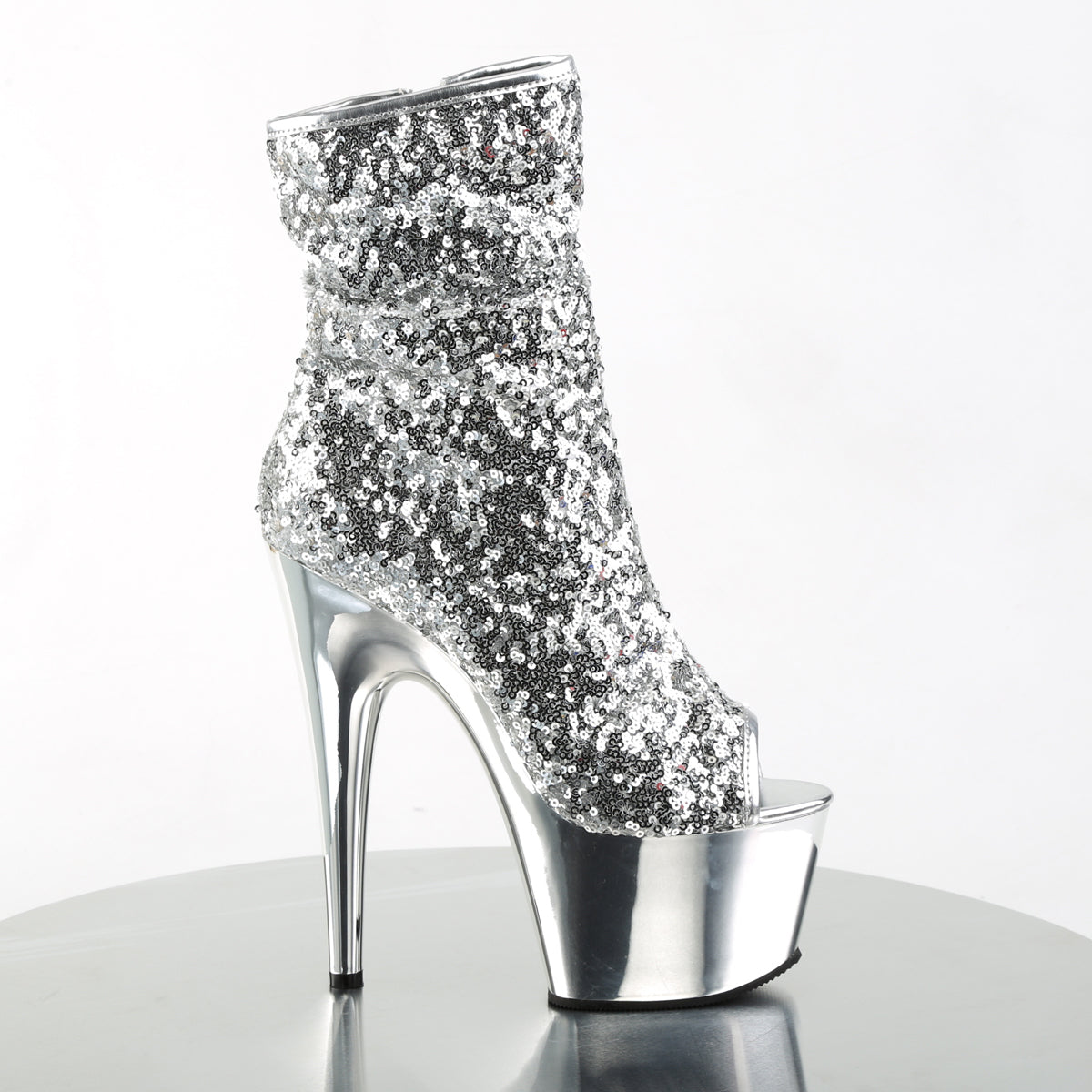 【PLEASER】ADORE-1008SQ シューズ Slv Sequins/Slv Chrome【取寄】