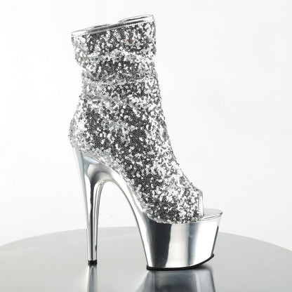【PLEASER】ADORE-1008SQ シューズ Slv Sequins/Slv Chrome【取寄】