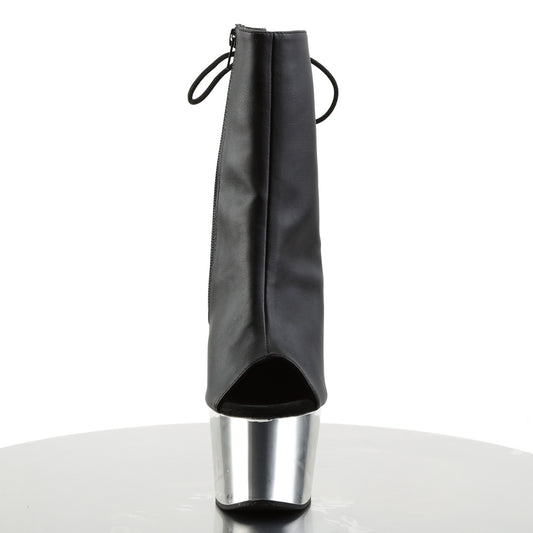 【PLEASER】ADORE-1018 シューズ Blk Faux Leather/Slv Chrome【取寄】