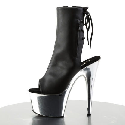 【PLEASER】ADORE-1018 シューズ Blk Faux Leather/Slv Chrome【取寄】