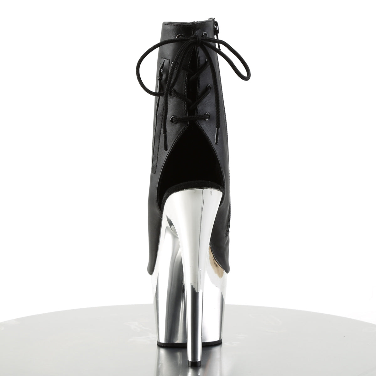 【PLEASER】ADORE-1018 シューズ Blk Faux Leather/Slv Chrome【取寄】