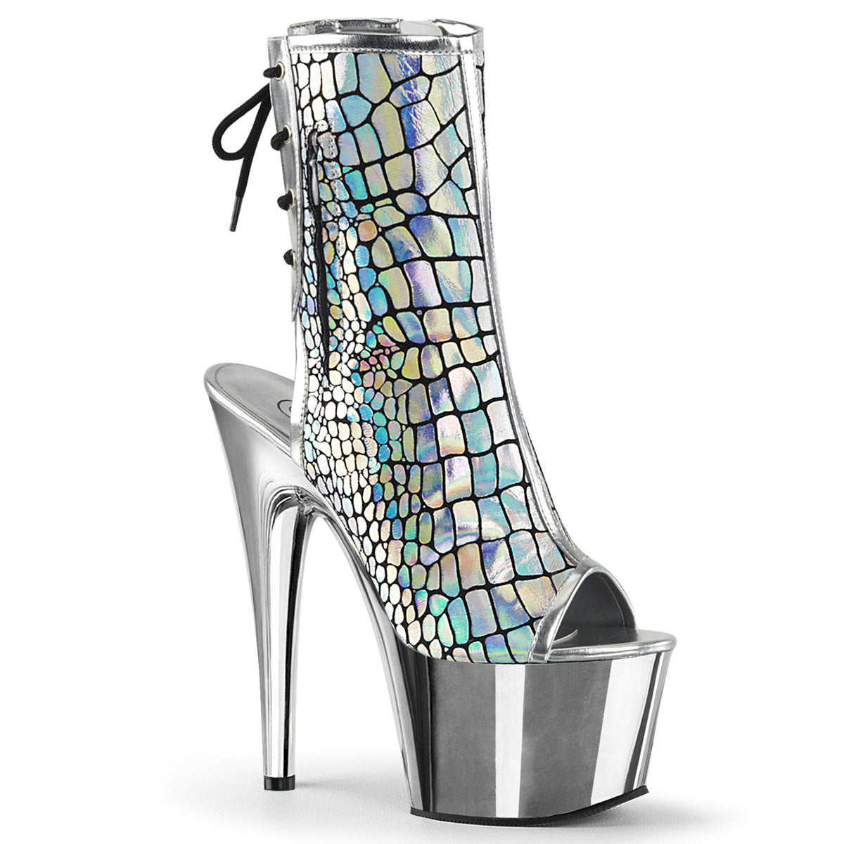 【PLEASER】ADORE-1018HG シューズ Slv Hologram Ostrich Pu/Slv Chrome【取寄】