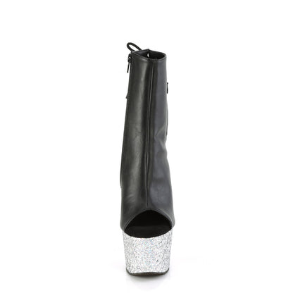 【PLEASER】ADORE-1018LG シューズ Blk Faux Leather/Slv Multi Glitter【取寄】