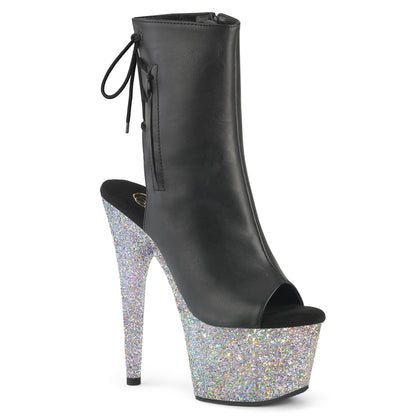 【PLEASER】ADORE-1018LG シューズ Blk Faux Leather/Slv Multi Glitter【取寄】