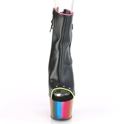 【PLEASER】ADORE-1018RC-02 シューズ Blk Faux Leather/Rainbow Chrome【取寄】