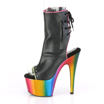 【PLEASER】ADORE-1018RC-02 シューズ Blk Faux Leather/Rainbow Chrome【取寄】