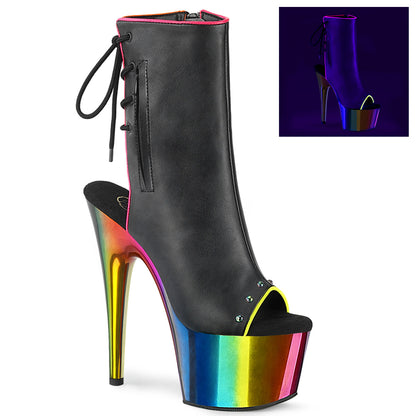 【PLEASER】ADORE-1018RC-02 シューズ Blk Faux Leather/Rainbow Chrome【取寄】