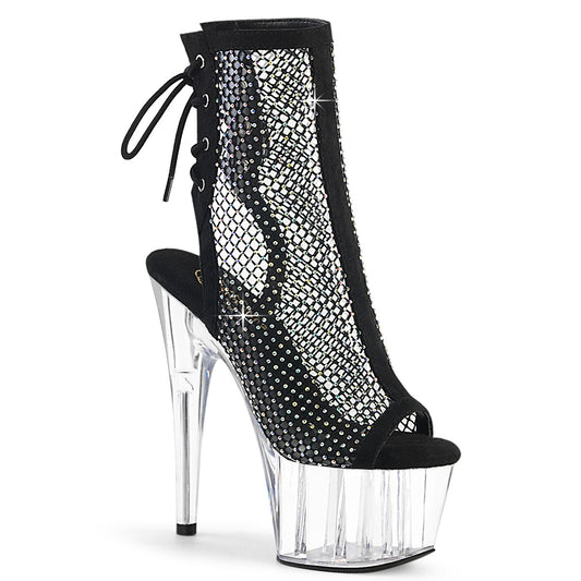【PLEASER】ADORE-1018RM プラットフォームシューズ Blk Faux Suede-RS Mesh/Clr【取寄】