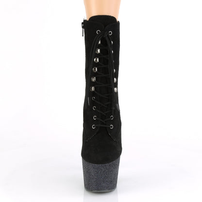 【PLEASER】ADORE-1020FSMG シューズ Blk Faux Suede/Blk Multi Mini Glitter【取寄】