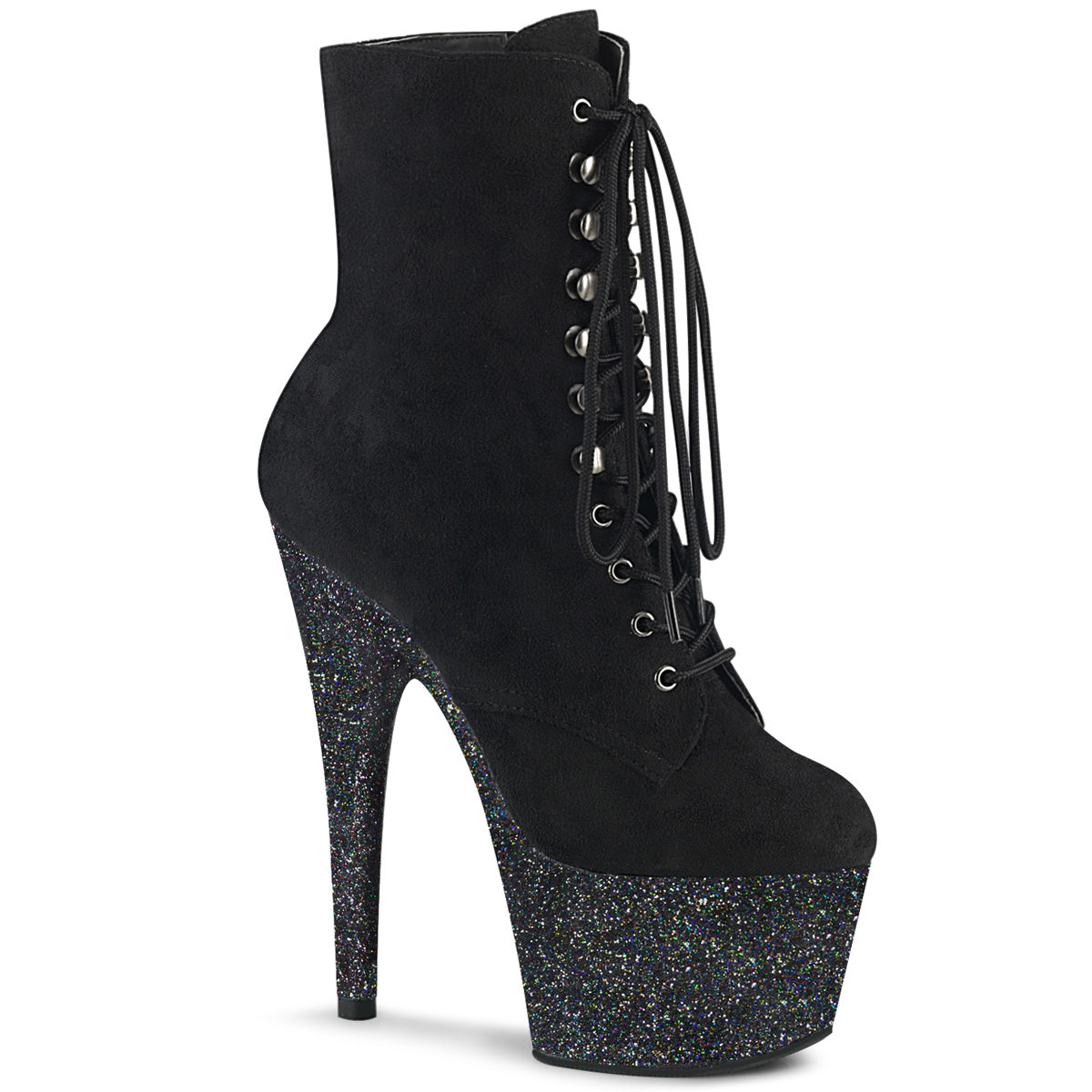 【PLEASER】ADORE-1020FSMG シューズ Blk Faux Suede/Blk Multi Mini Glitter【取寄】