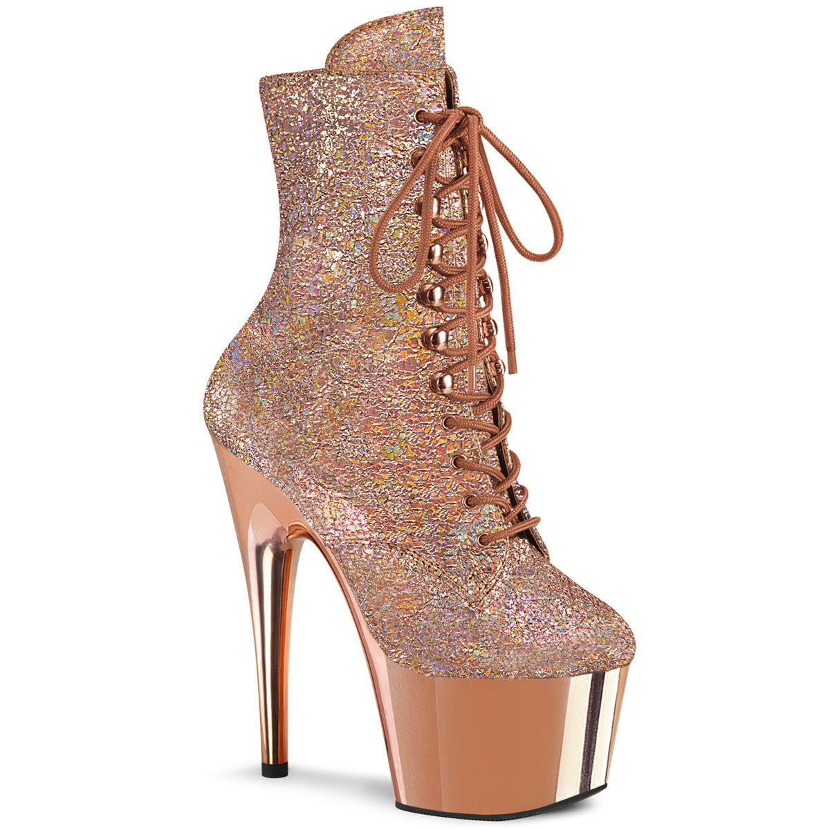 【PLEASER】ADORE-1020HM シューズ Rose Gold Holo Metallic Pu/Rose Gold Chrome【取寄】