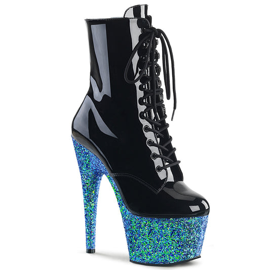 【PLEASER】ADORE-1020LG プラットフォームシューズ Blk Pat/Blue Multi Glitter【取寄】