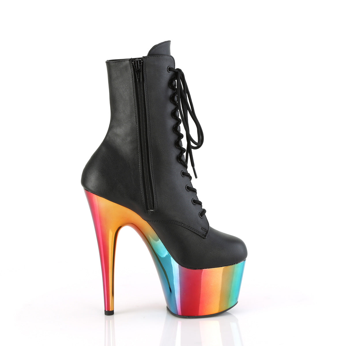 【PLEASER】ADORE-1020RC シューズ Blk Faux Leather/Rainbow Chrome【取寄】