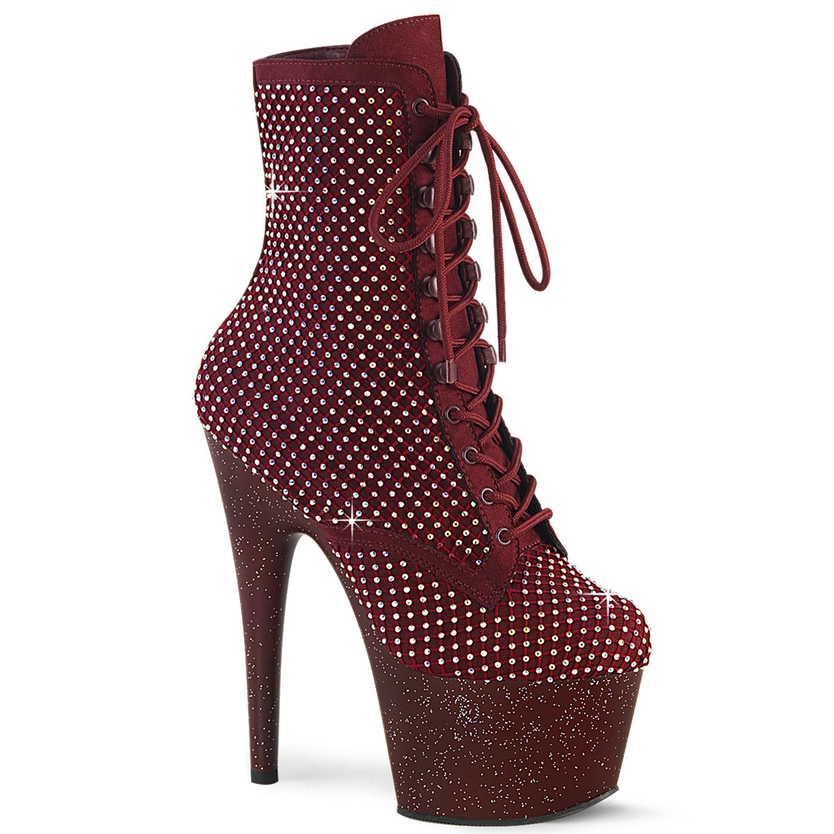 【PLEASER】ADORE-1020RM シューズ Burgundy Faux Suede-RS Mesh/Burgundy Mat【取寄】
