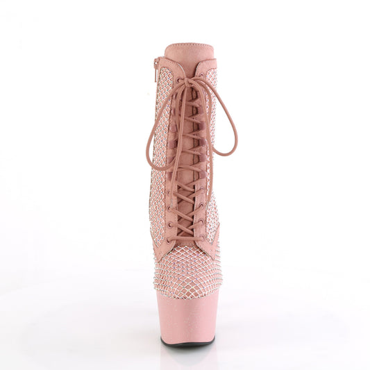 【PLEASER】ADORE-1020RM プラットフォームシューズ Salmon Pink Faux Suede-RS Mesh/B.Pink M.【取寄】
