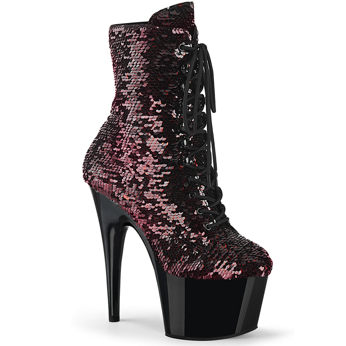 【PLEASER】ADORE-1020SQ シューズ Blk-Red Flip Sequins/Blk【取寄】