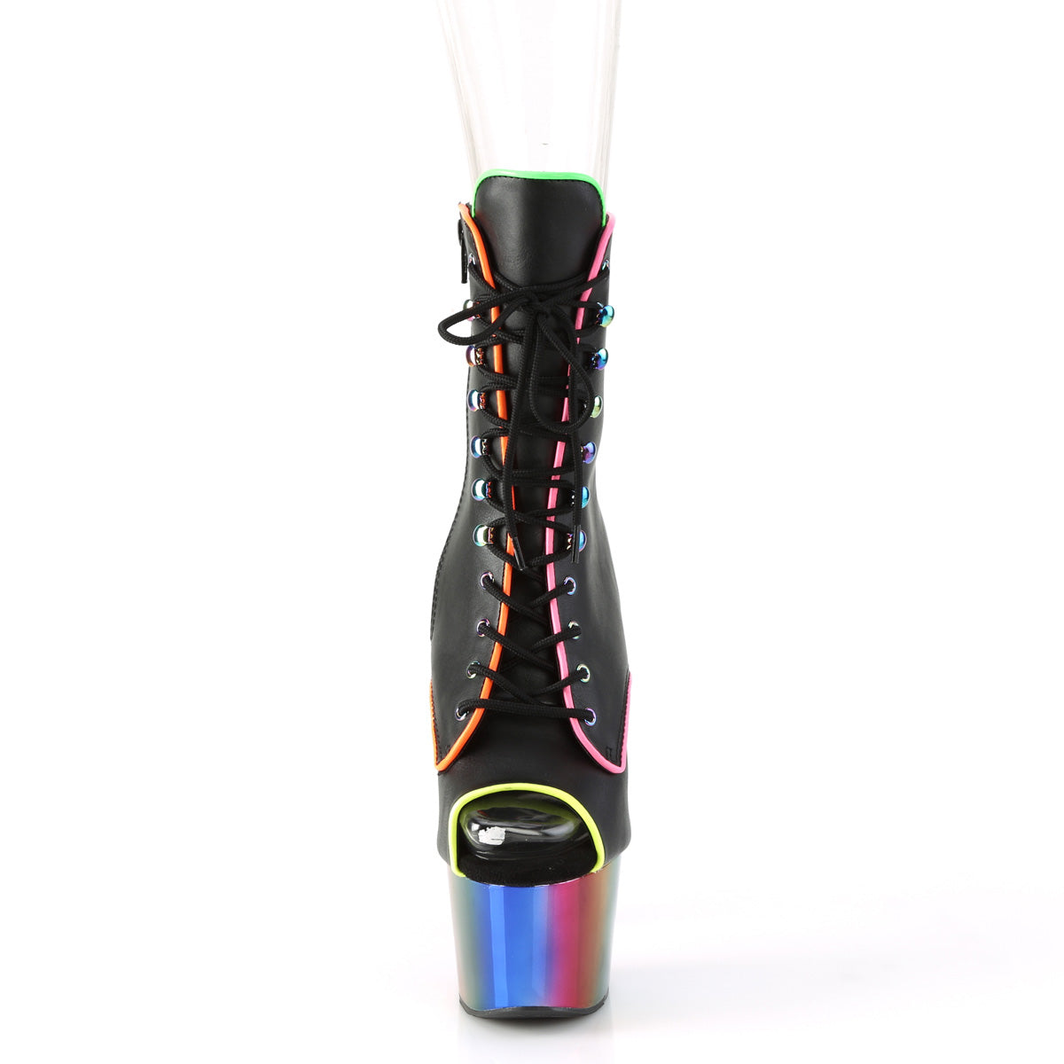 【PLEASER】ADORE-1021RC-02 シューズ Blk Faux Leather/Rainbow Chrome【取寄】