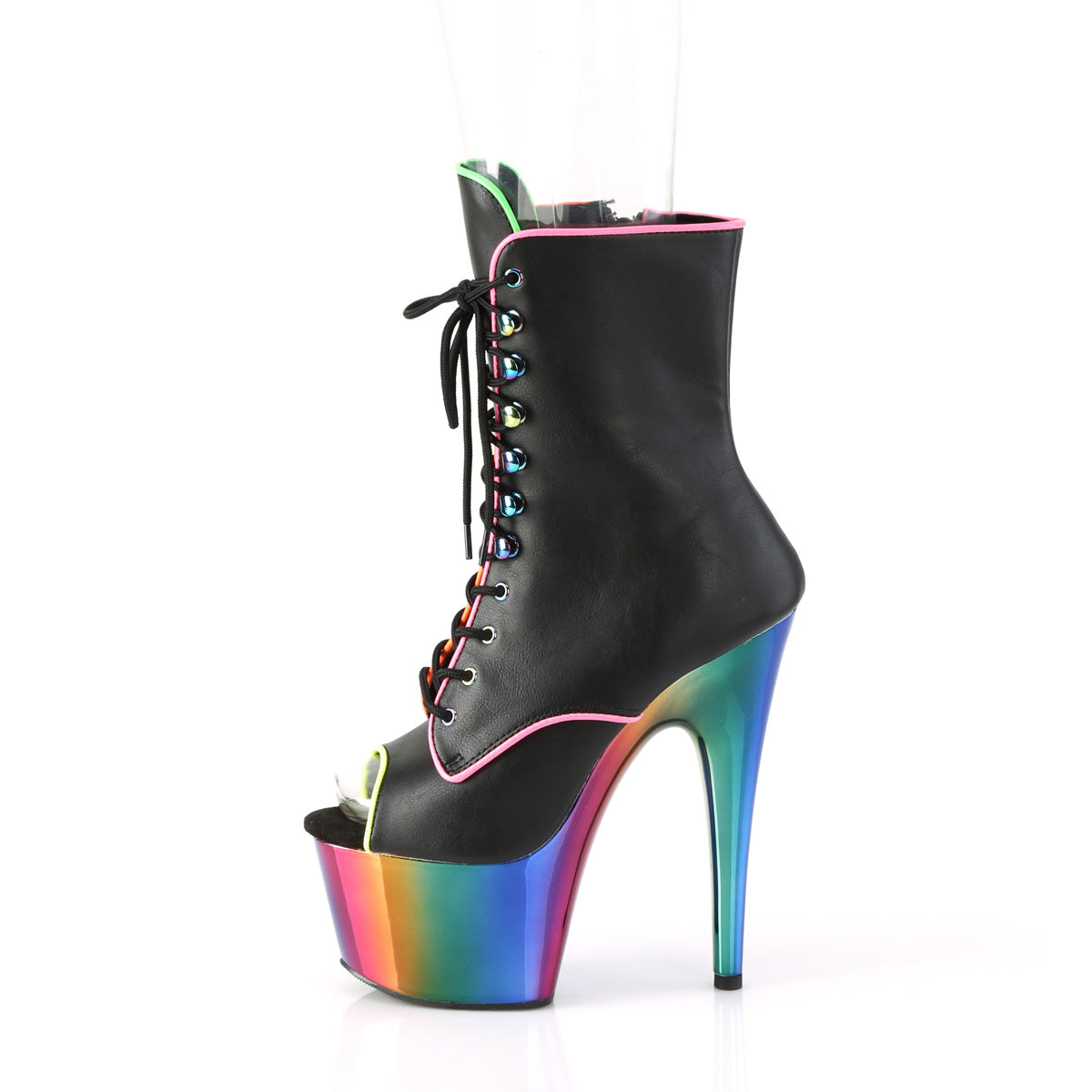 【PLEASER】ADORE-1021RC-02 シューズ Blk Faux Leather/Rainbow Chrome【取寄】