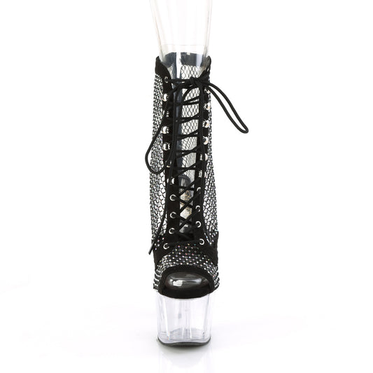 【PLEASER】ADORE-1021RM プラットフォームシューズ Blk Faux Suede-RS Mesh/Clr【取寄】