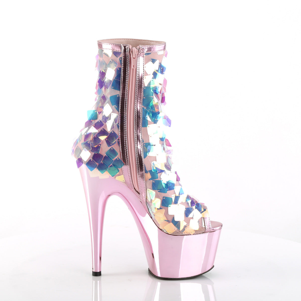 【PLEASER】ADORE-1031SSQ シューズ Iri.Opal Sequin-B.Pink Met Pu/B.Pink Chrome【取寄】
